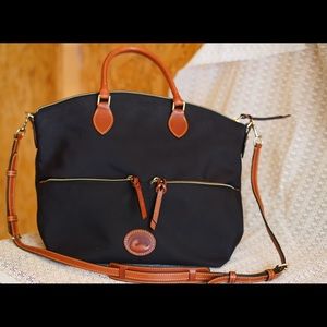 Dooney & Bourke Black Nylon Satchel Tote Handbag